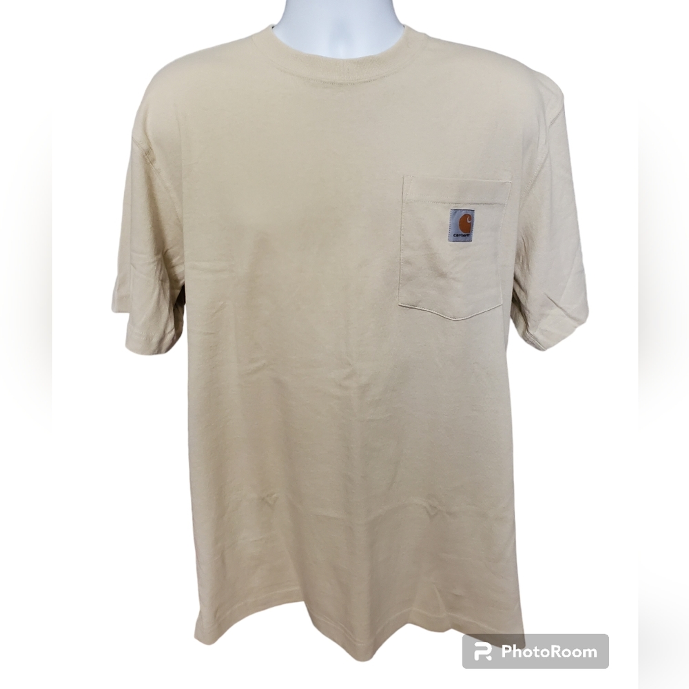 Carhartt T Shirt Mens Medium Tan Brown Tee Short Sleeve Pocket Workwear K87 Sand